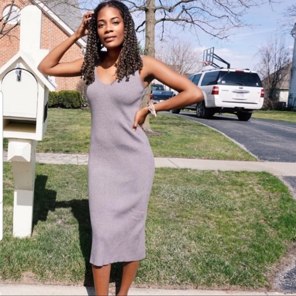 Zara Hot Gray Ribbed Knit Dress NWT - Picture 8 of 16